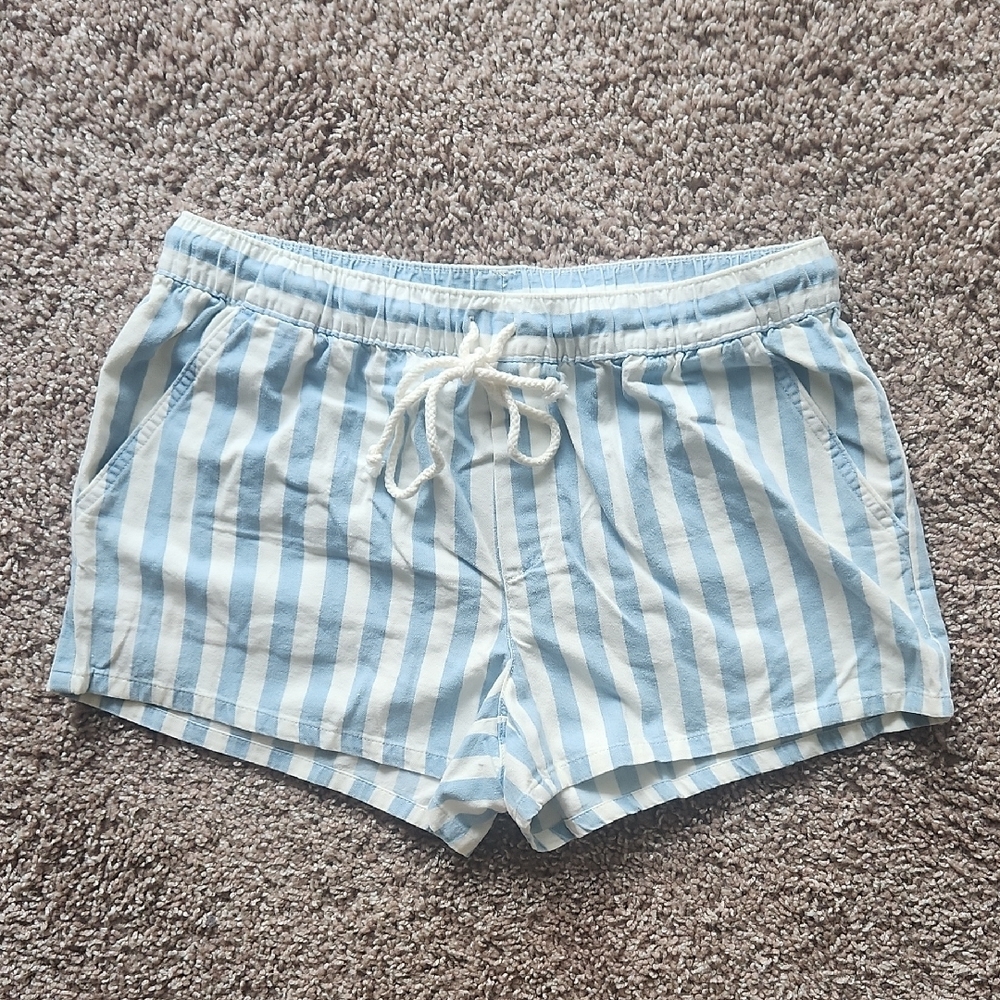 Blue and White Striped Shorts